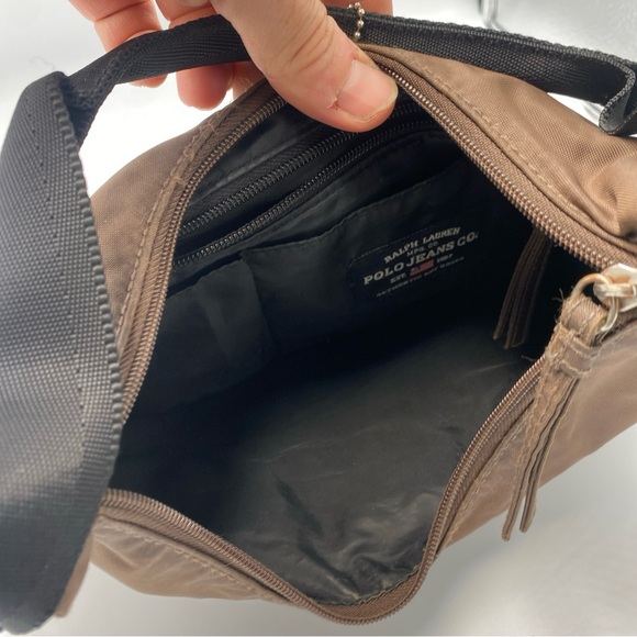 Ralph Lauren Polo Jeans Co Shoulder Bag Brown Y2K Baguette Small w Wallet Retro - Picture 6 of 7